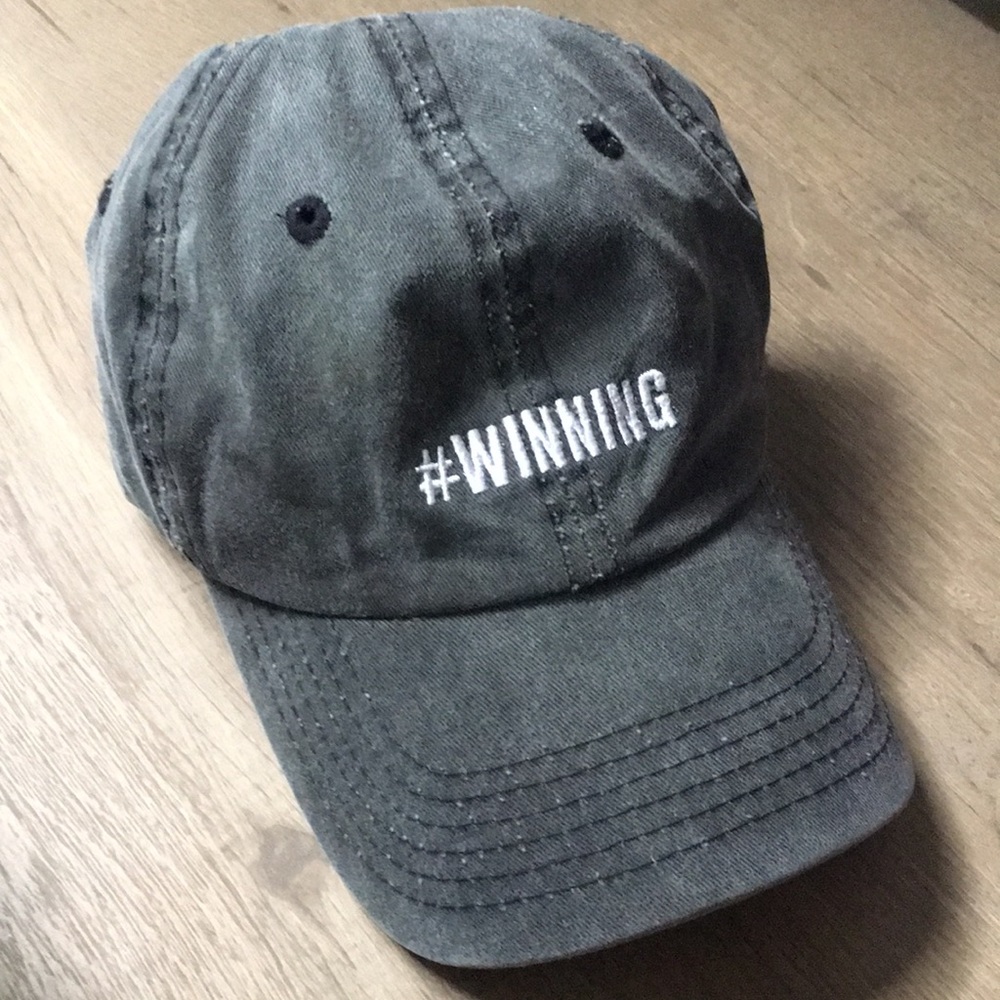 4350 #WINNING distressed black baseball cap hat